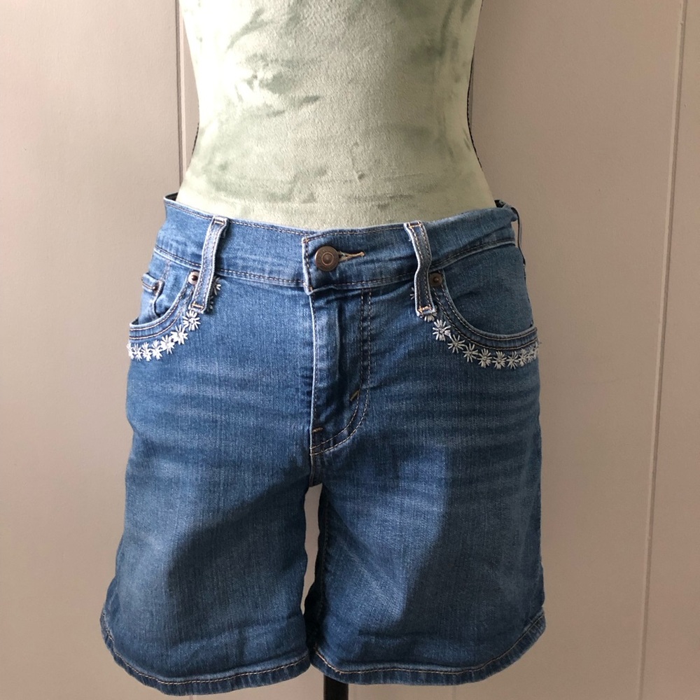Levi's Blue Embroidered Boyfriend Jeans
